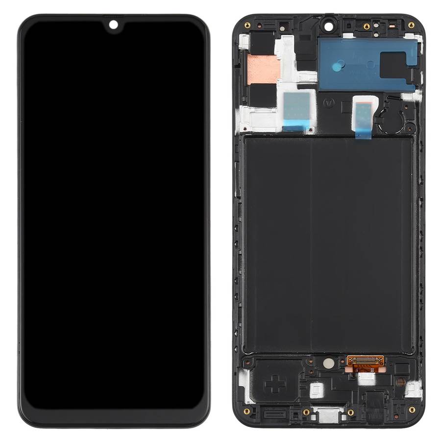 Original Super AMOLED LCD Screen  for Galaxy A50 Digitizer Full Assembly with Frame(Black)