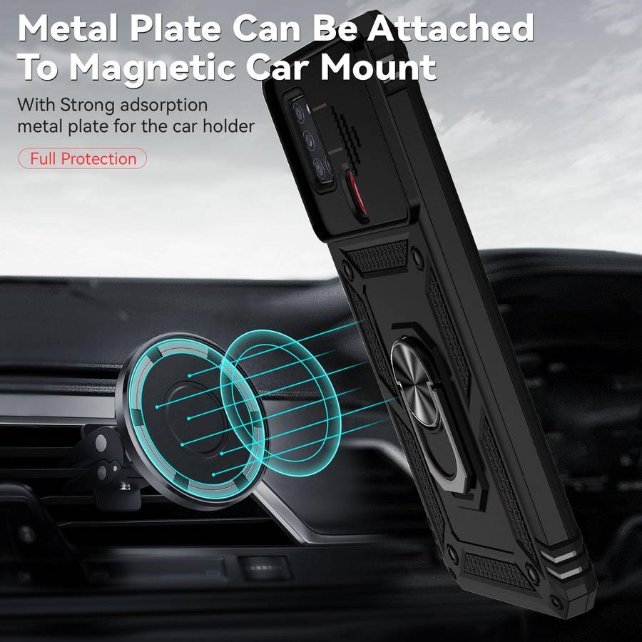 For Samsung Galaxy A21s Sliding Camshield Holder Phone Case(Black)