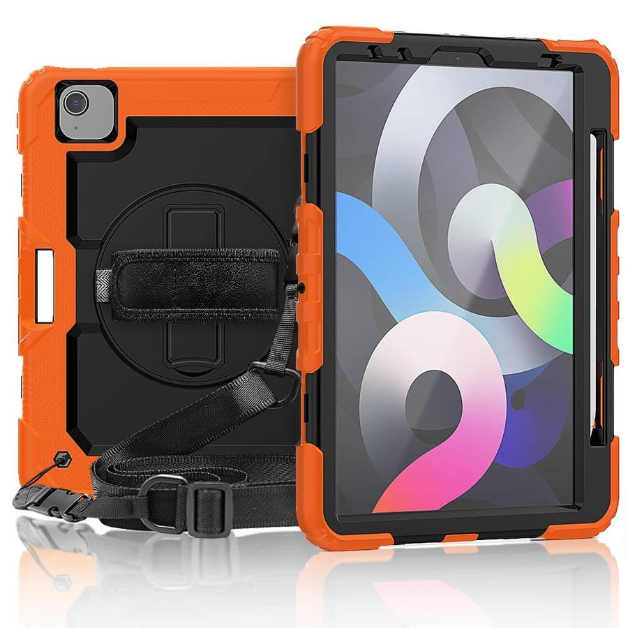 For iPad Air 2022 / 2020 10.9 Shockproof Black Silica Gel + Colorful PC Protective Case(Orange)