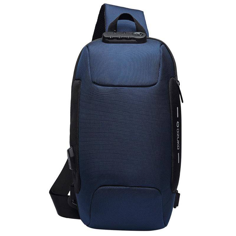 OZUKO 9223 Anti-theft Men Chest Bag Waterproof Crossbody Bag with External USB Charging Port, Sty...