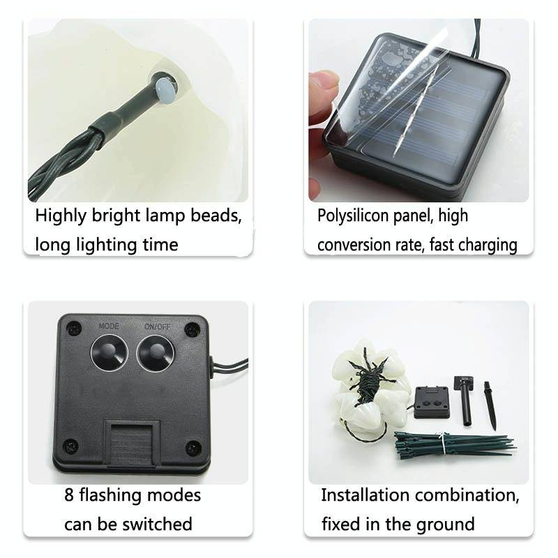 3.8m 10 LEDs Solar Mushroom Lawn Light Outdoor Waterproof Garden Villa Landscape Decorative Strin...