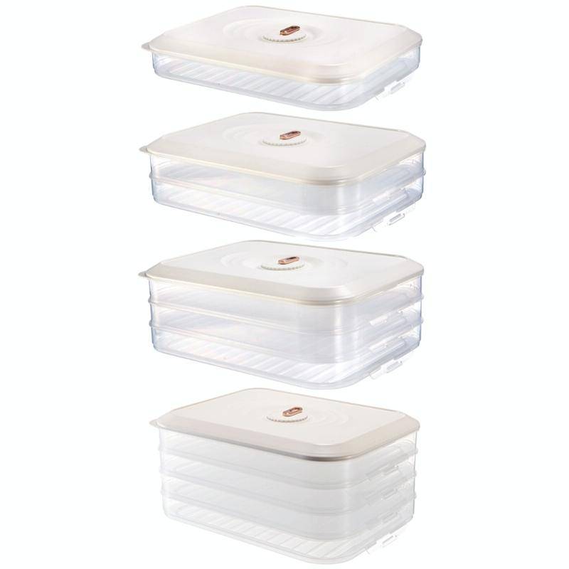 Household Refrigerator Freezer Large Capacity Dumpling Box, Capacity: Three Layers (White)