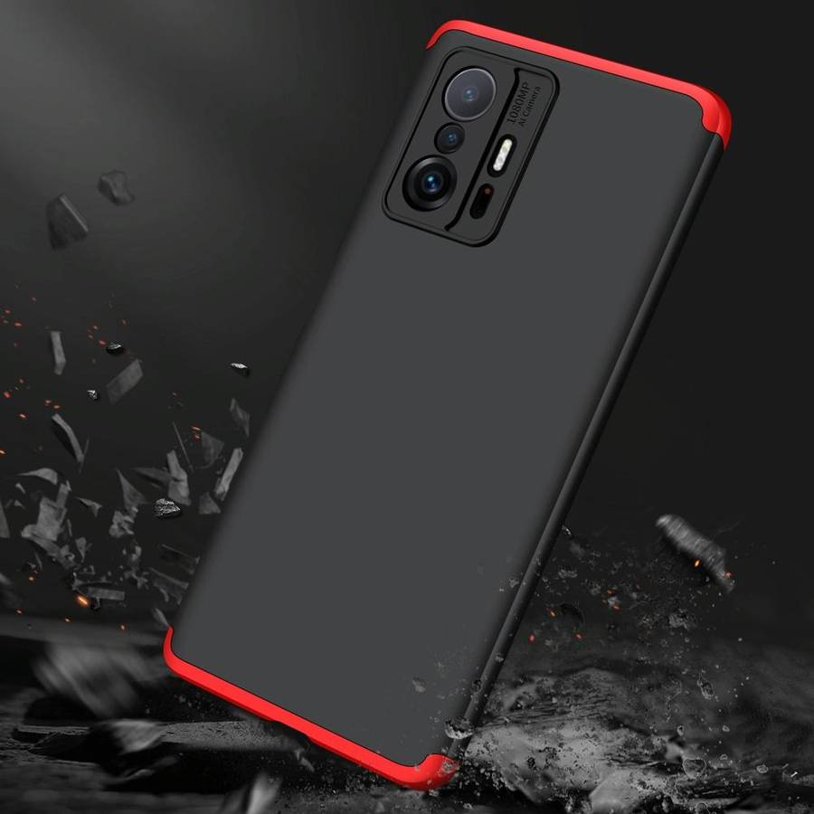 For Xiaomi Mi 11T GKK Three Stage Splicing Full Coverage PC Phone Case(Black Red)