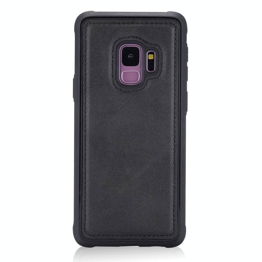 For Galaxy S9 Magnetic Shockproof PC + TPU + PU Leather Protective Case(Black)