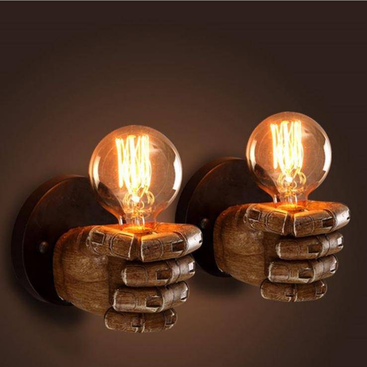 Creative Personality Fist Wall Lamp Bedroom Bedside Restaurant Cafe Resin Decorative Antique Lamp...