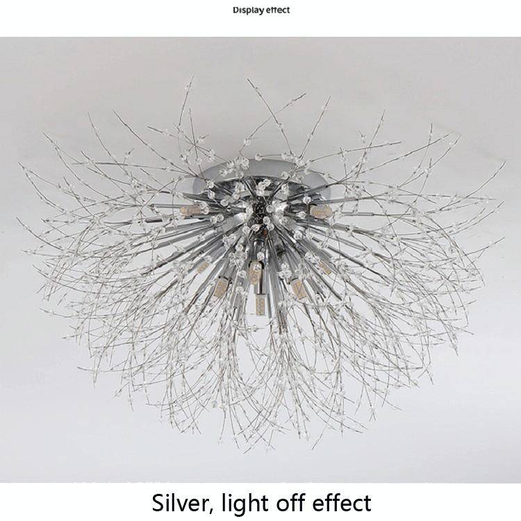 Bedroom Crystal Ceiling Lamp Creative Dandelion Living Room Lamp Dining Room Lamp, Style:Golden (...