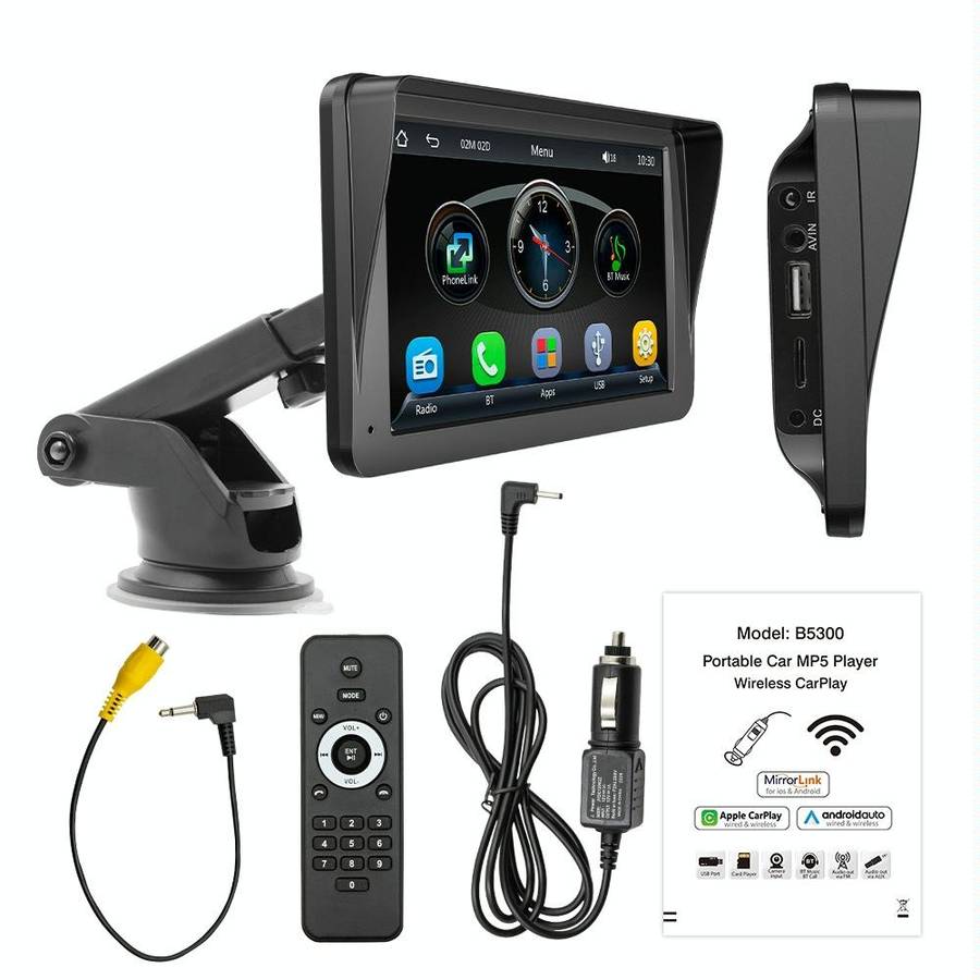 B5300 7 inch Wireless CarPlay Car Bluetooth MP5 Player, Support Mobile Phone Interconnection with...