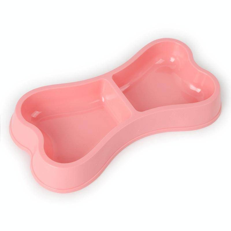 Plastic Dog Bowls Bone-shaped Candy Color Dog Feeder Eco-friendly Double-head Bowls(Light Green)