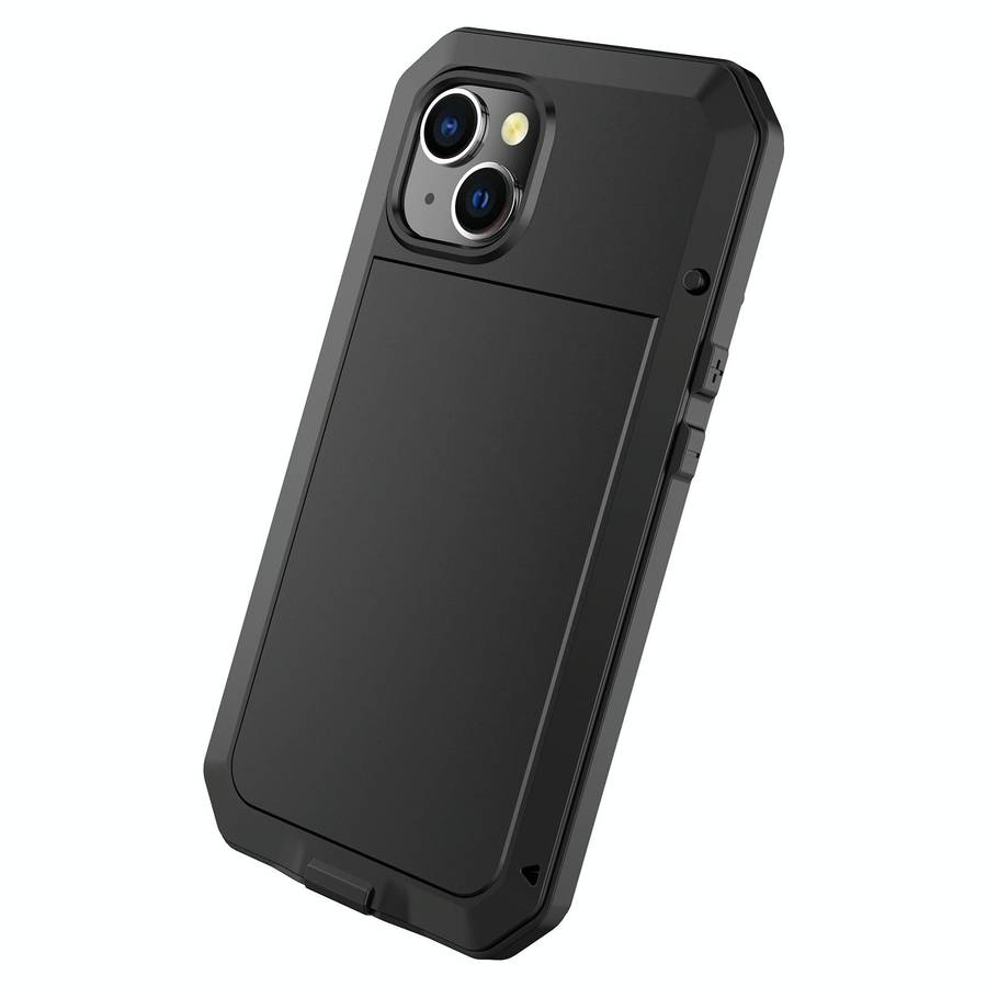 For iPhone 14 Shockproof Waterproof Silicone + Zinc Alloy Case (Black)