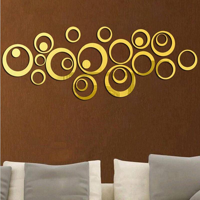 Wall Clock 3D Three-dimensional Acrylic Fashion Mirror Wall Stickers Clock DIY Circle Combination...