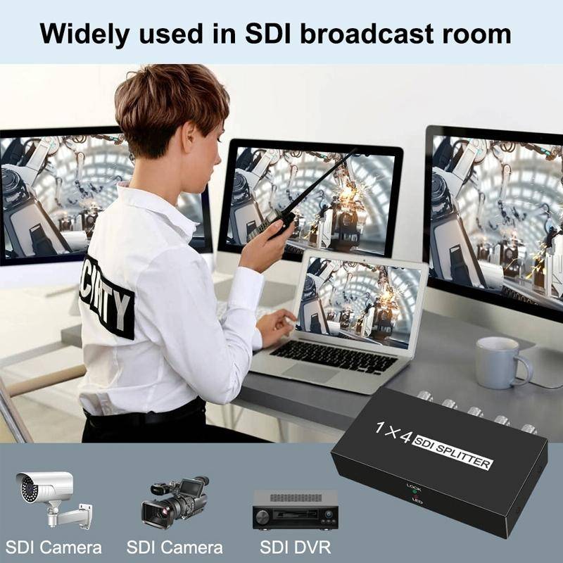 1 In 4 Out SD-SDI / HD-SDI / 3G-SDI Distribution Amplifier Video SDI Splitter(EU Plug)