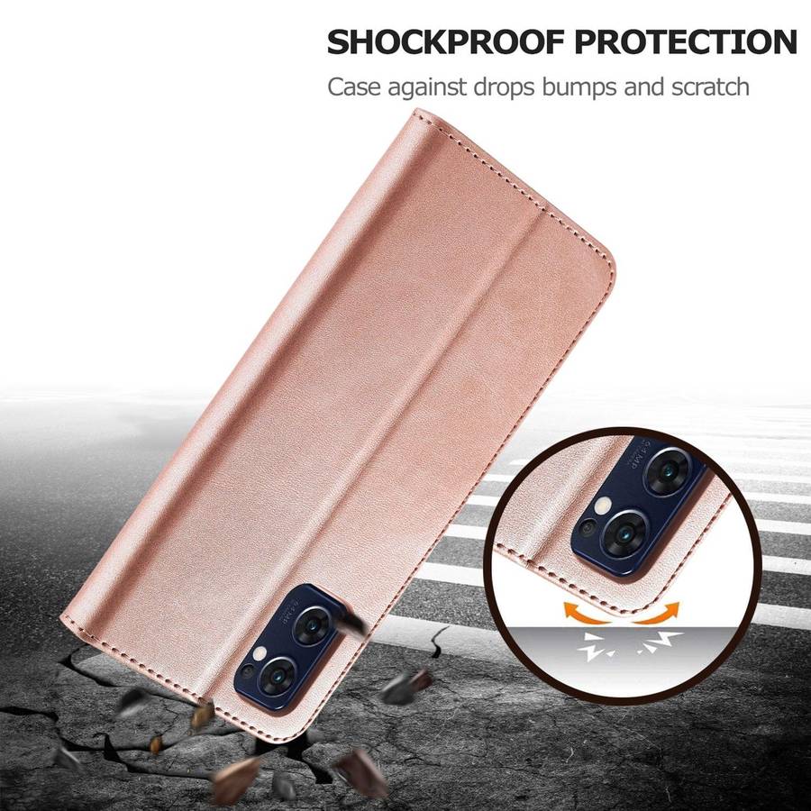For OPPO A77 5G / A97 5G / Realme V23 LC.IMEEKE Calf Texture Leather Phone Case(Rose Gold)