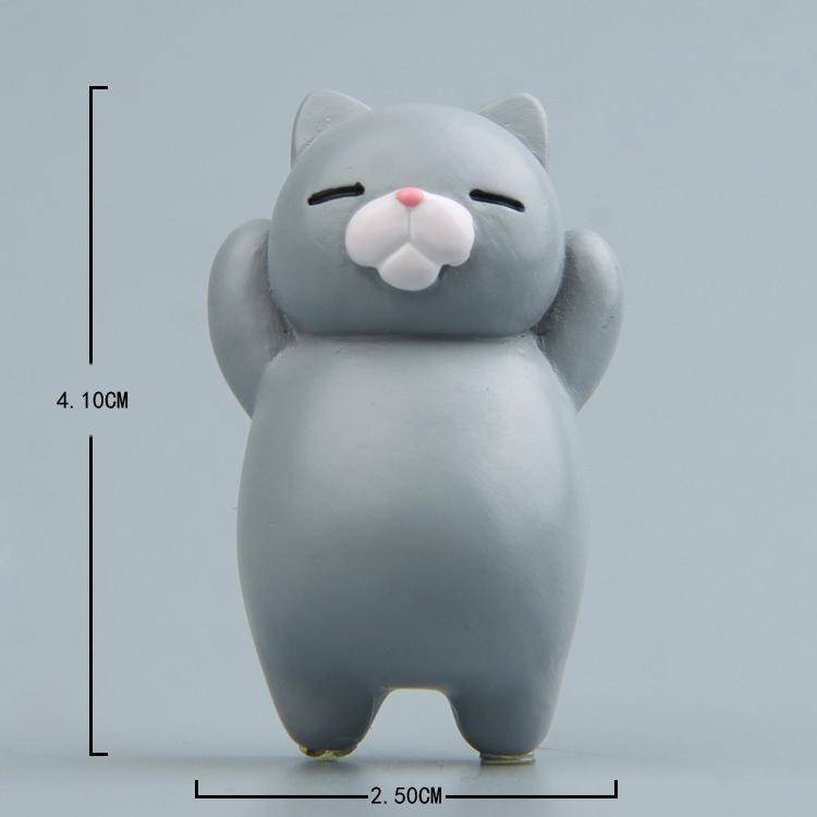 Cartoon Cat Fridge Magnet Resin Ornament Ornament Without Magnetic Sticker(Gray Cat)