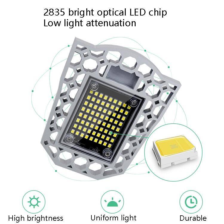 100W LED Industrial Mining Light Waterproof Light Sensor Folding Tri-Leaf Garage Lamp(Warm White ...