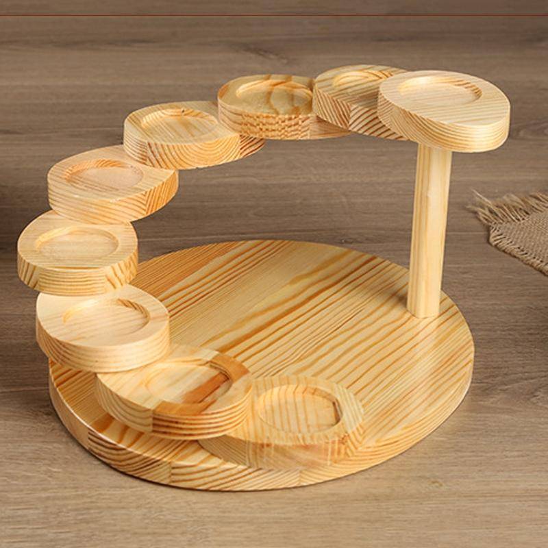 Wood Serving Tray Rotating Steps Meat Plate Sushi Dish, Specification: Round Nine Steps