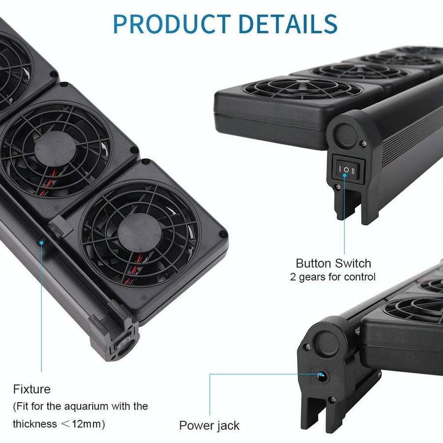 Fish Tank Cooling Fan Cooling Silent Aquarium Fan, Specification: 3 Head UK Plug