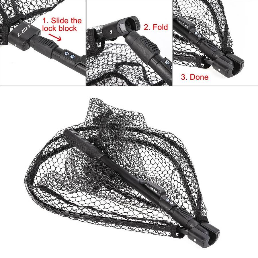 LEO 27984 Aluminum Alloy Quick Folding Fishing Net(Black)