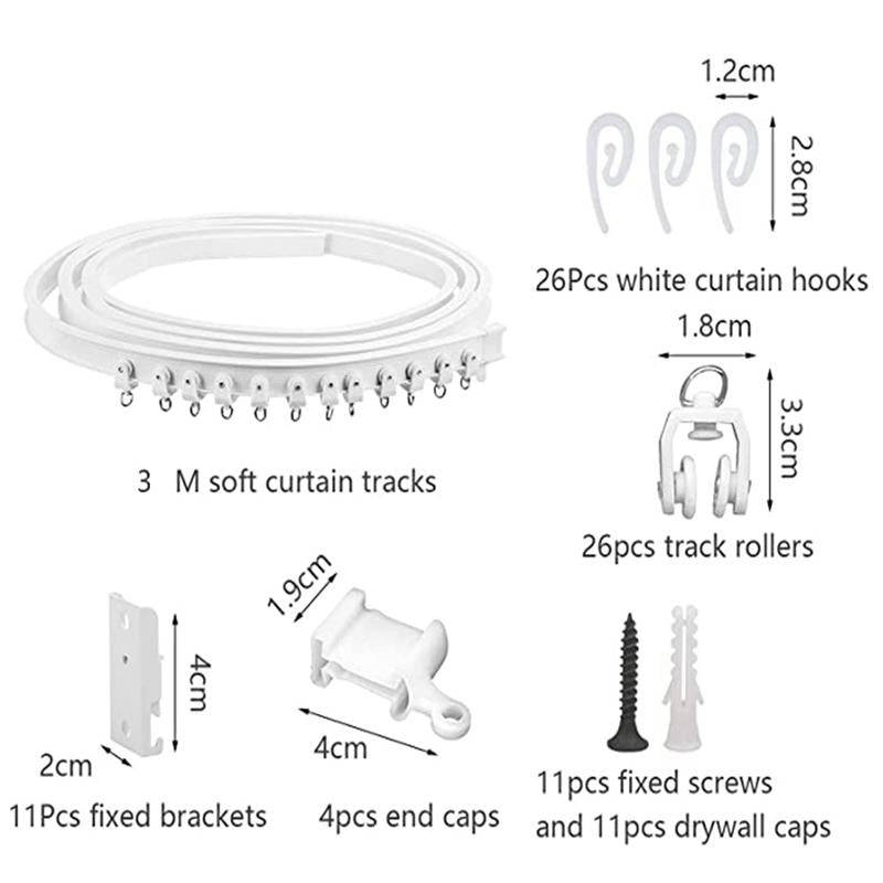Model Steel Rail Bending Curtain Rail Flexible Guide Set, Size: 3m