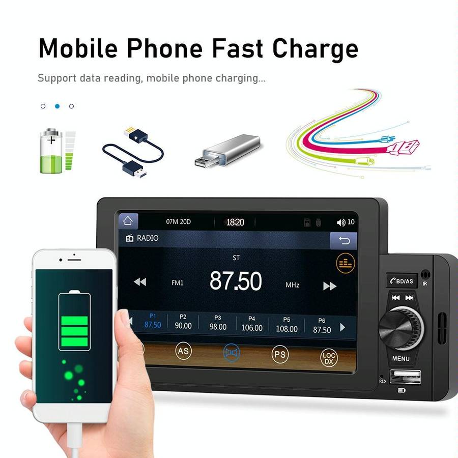 A3107 5 inches Car MP5 Wired CarPlay Universal Bluetooth Player With Microphone, Style: Standard+...