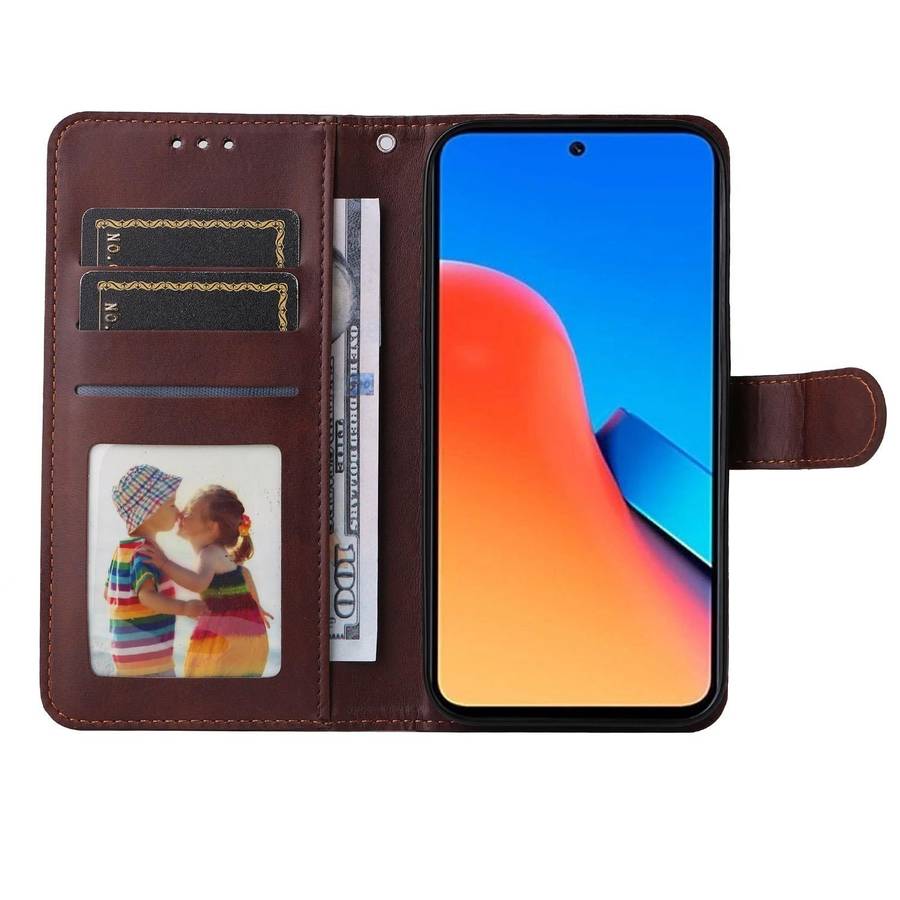 For Xiaomi Redmi 12 4G Classic Calf Texture Flip Leather Phone Case(Brown)