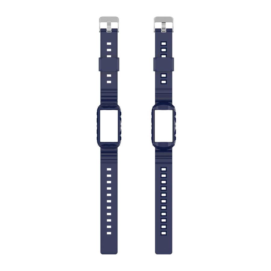 For Fitbit Charge 4 Silicone One Body Armor Watch Band(Navy Blue)