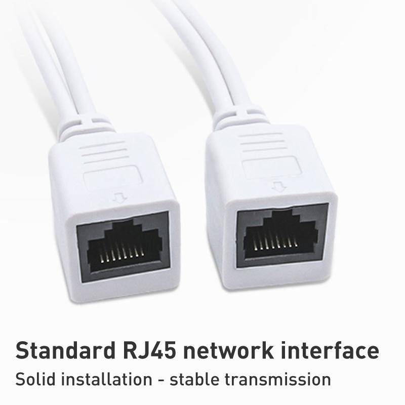 2 in 1 RJ45 POE Injector and Splitter Cable Set with 2.1x 5.5mm Female & Male DC Jack(Black)