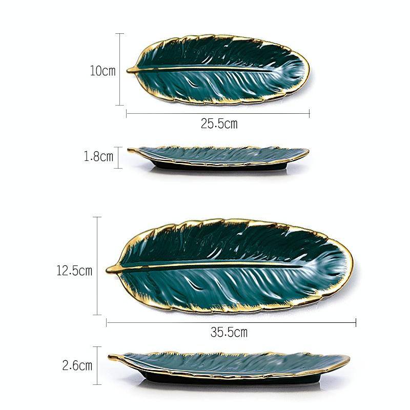 Phnom Penh Ceramic Dessert Plate Feather Plate Banana Leaf Fruit Dried Fruit Storage Tray, Size: ...