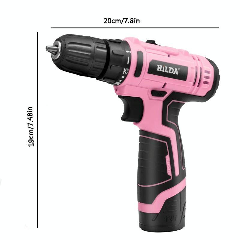 HILDA 12V Cordless Impact Drill Electrical Screwdriver, Plug: UK Plug