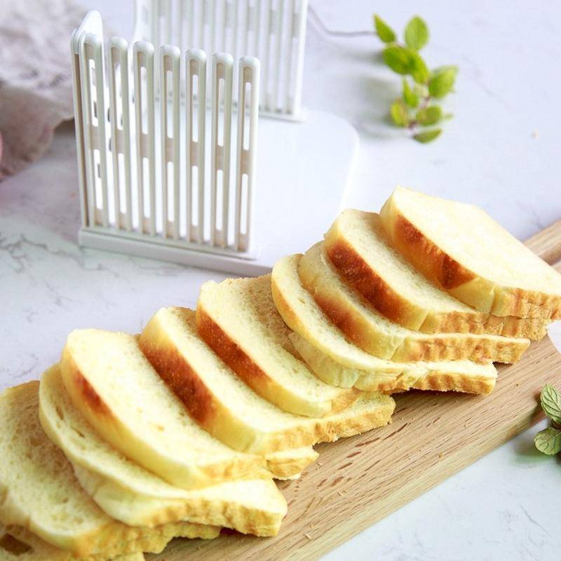 Bread Loaf Toast Kitchen Slicer Cutter Mold Maker Slicing Cutting Guide Tool(White)