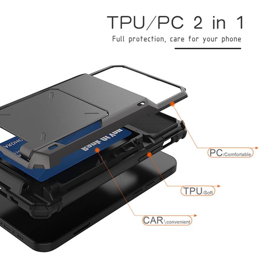 For iPhone 12 mini Scratch-Resistant Shockproof Heavy Duty Rugged Armor Protective Case with Card...