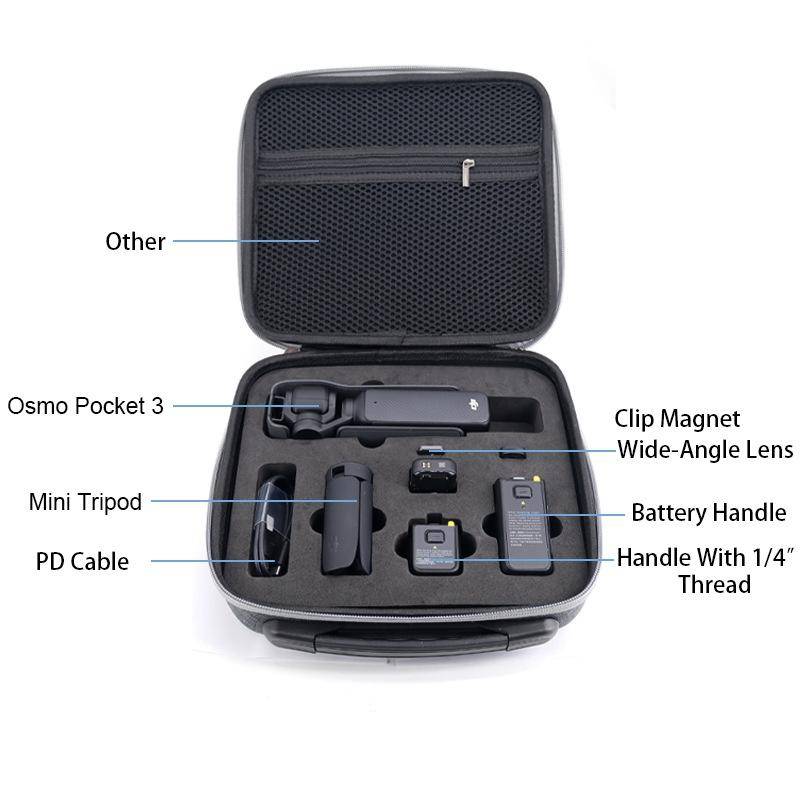 For DJI Osmo Pocket 3 Action Camera All-in-One Storage Bag Hand Cluth(Grey)