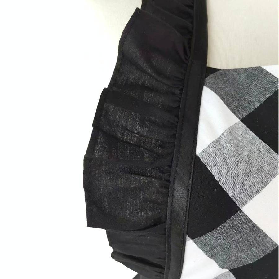 Retro Cotton Big Plaid Big Swing Apron(Black White Grid)
