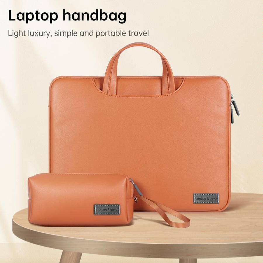 Waterproof PU Laptop Bag Inner Bag with Power Pack, Size:13 / 14 inch(Rose Gold)