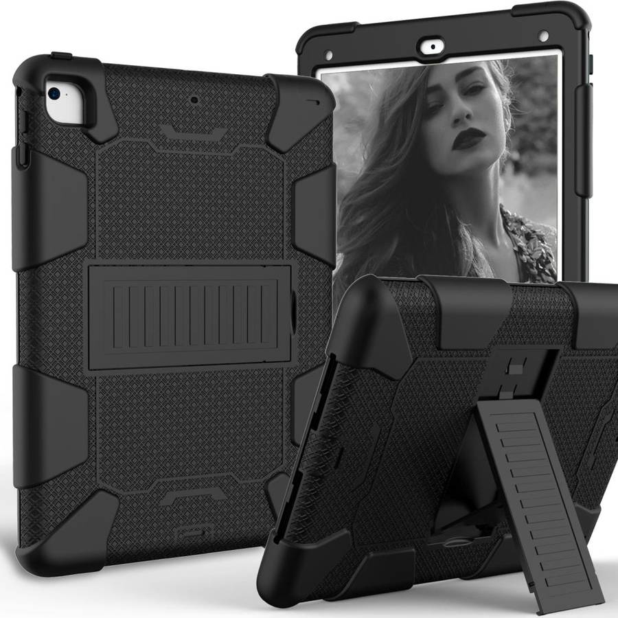 Shockproof Two-color Silicone Protection Shell for iPad 9.7(2018) & 9.7(2017) & Air 2, with Holde...