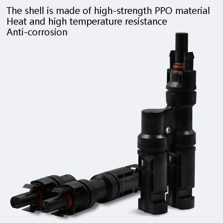 1 Pair MC4 Three-way T Type MC4 Photovoltaic Connector Solar Branch Connector Solar Panel Male An...