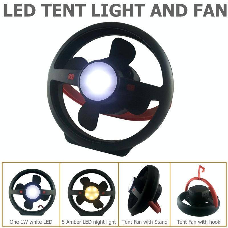 Outdoor Tent USB Hook Light LED Camping Fan Light(Black)