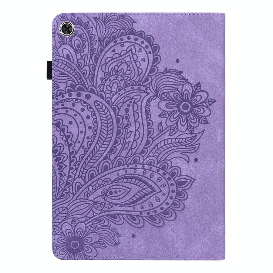 For Samsung Galaxy Tab A8 10.5 2021 Peacock Embossed Pattern Leather Tablet Case(Purple)