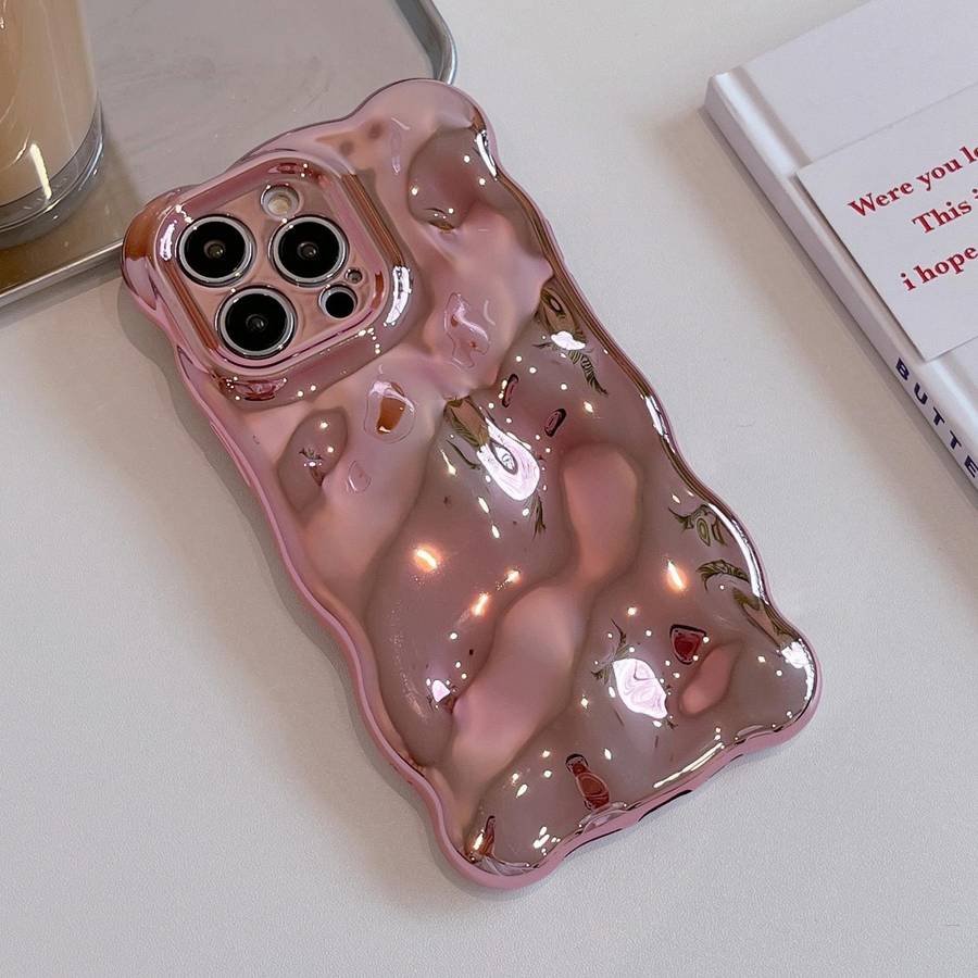For iPhone 15 Pro Wave Bubbles TPU Phone Case(Painted Pink)