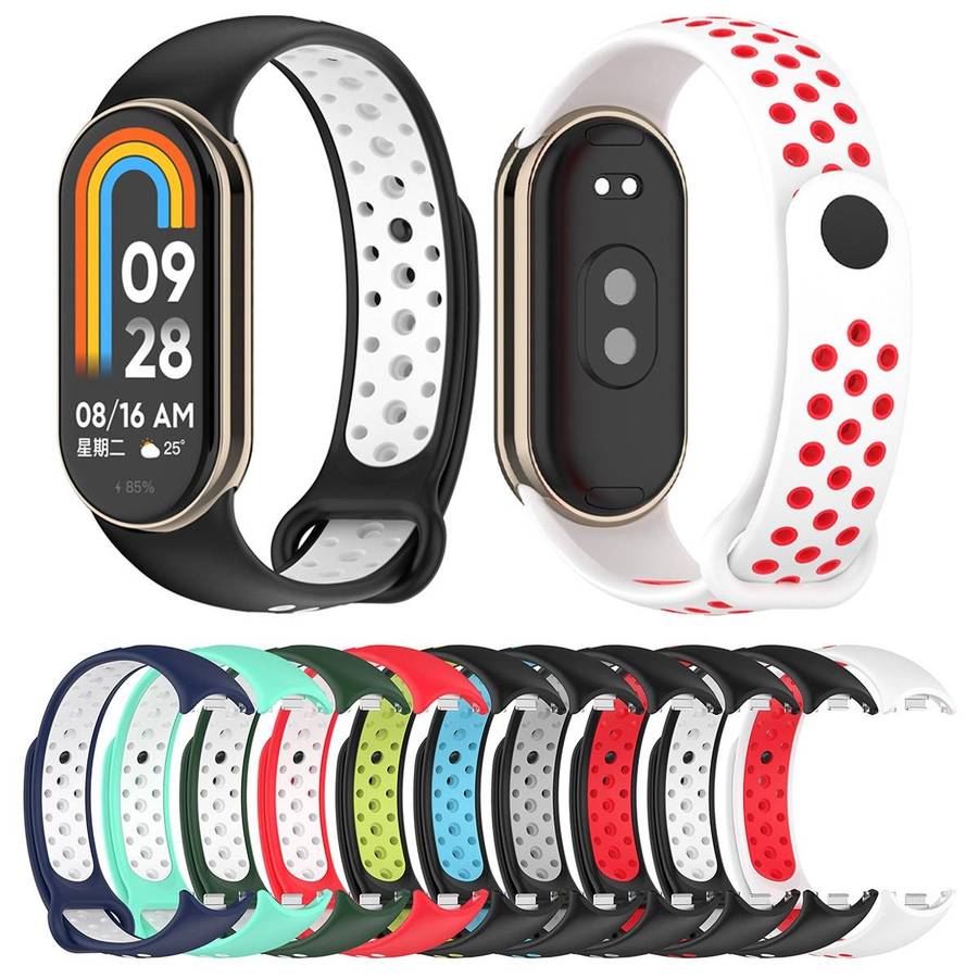 For Xiaomi Mi Band 8 Two Color Nail Buckle Silicone Watch Band(Midnight Blue White)