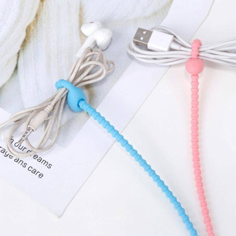 20 PCS Silicone Data Cable Storage Strap Cable Organizer(Grey)