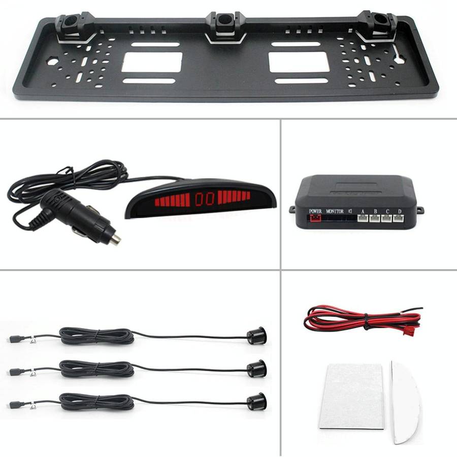 PZ300L-W Wireless Europe Car License Plate Frame Parking Sensors Reversing Radar with 3 Radar Det...