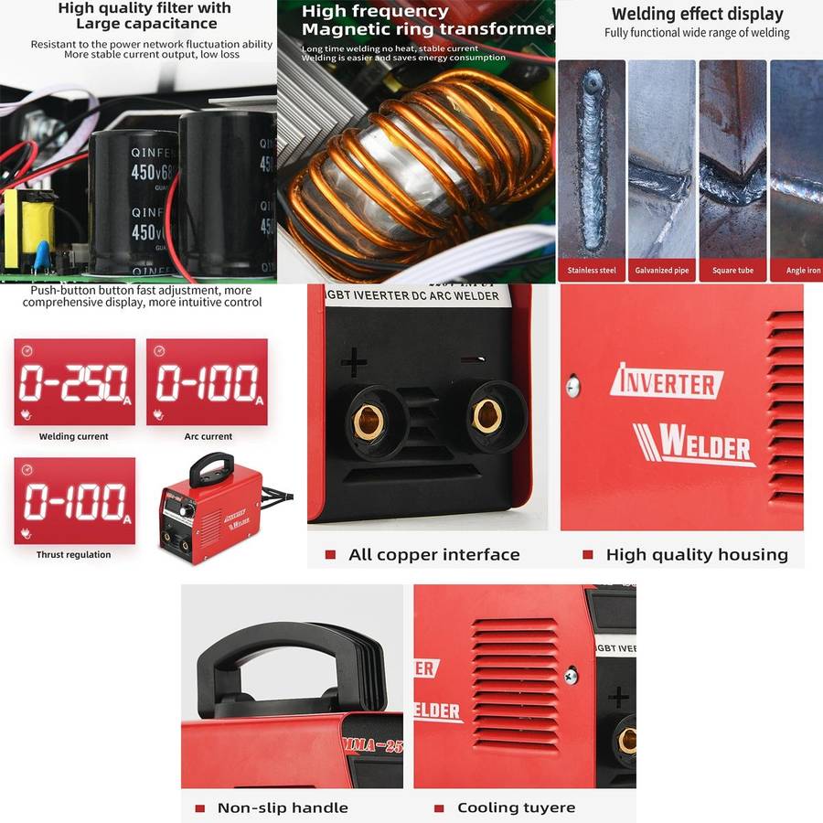 MMA-250 Household Small Intelligent DC Handheld Electric Welder EU Plug