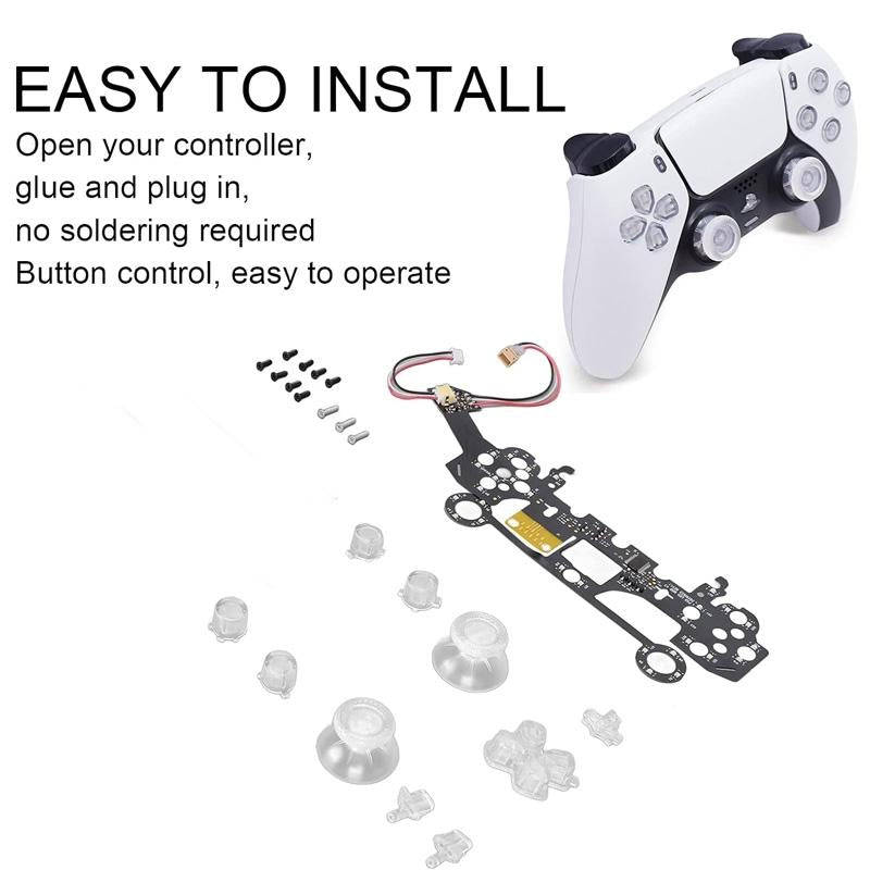 For PS5 Controller LED Light Button Kit DIY Light Panel Board Luminated D-Pad Set A