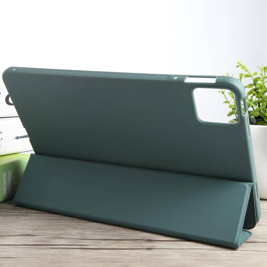 For Xiaomi Pad 6 / Pad 6 Pro Three-fold Holder Flip Tablet Leather Case(Dark Green)