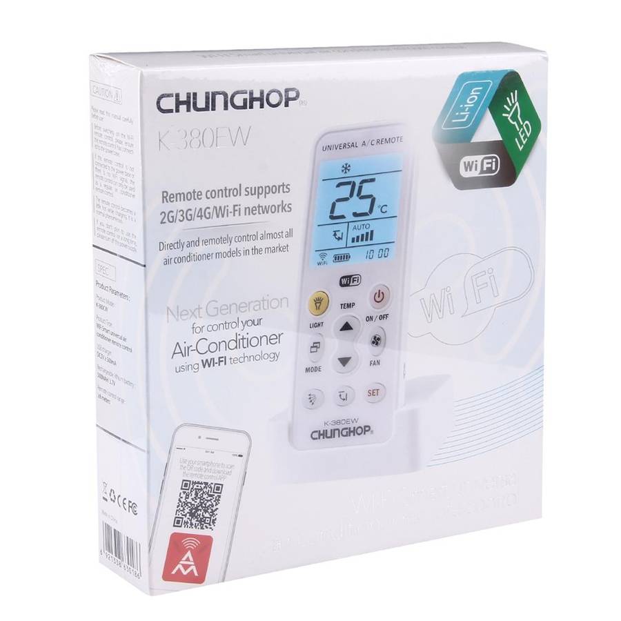 CHUNGHOP K-380EW WiFi Smart Universal LCD Air-Conditioner Remote Control with Holder, Support 2G ...