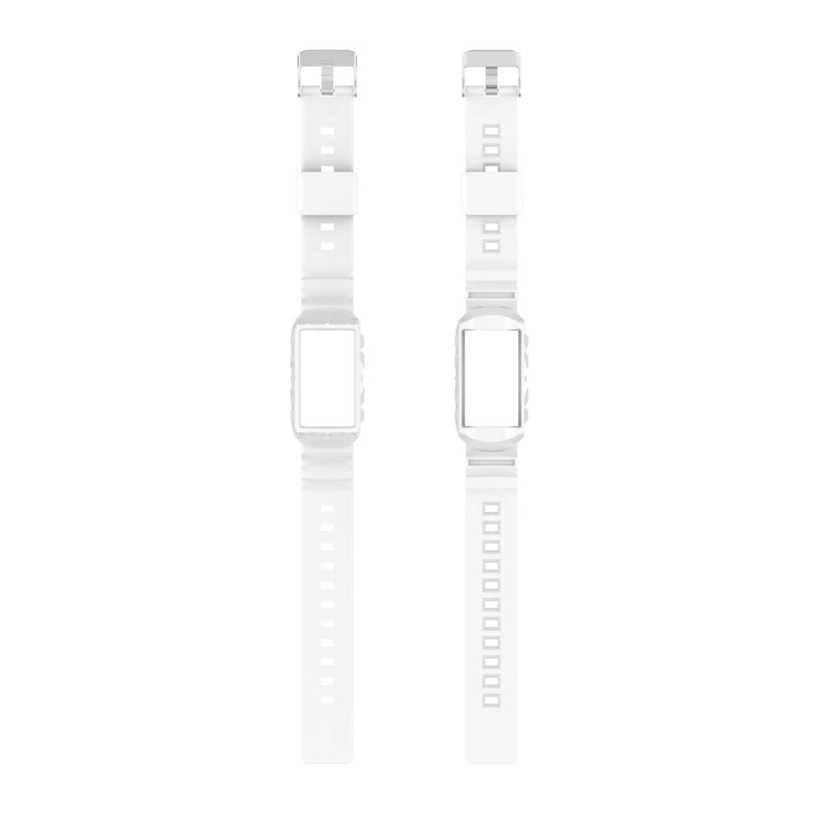 For Fitbit Charge 4 Silicone One Body Armor Watch Band(White)