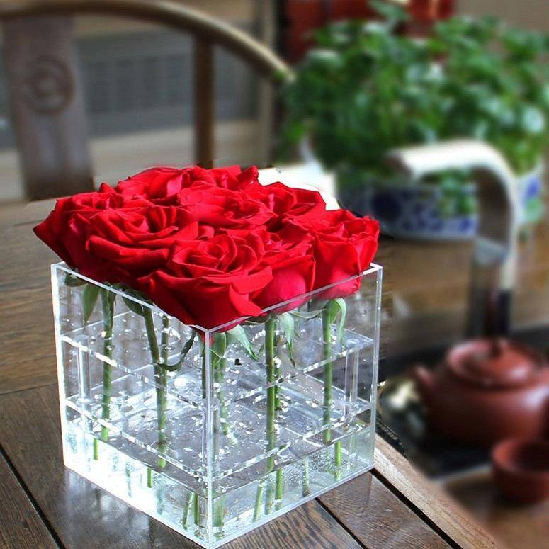 Square Transparent Acrylic Gift Box Flower Box, Specification: 9 Holes