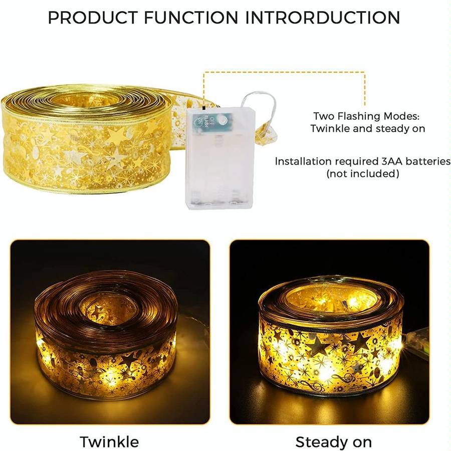 5m 50LEDs LED Christmas Tree Decoration Bronzing Ribbon Lights(Gold-Warm White)
