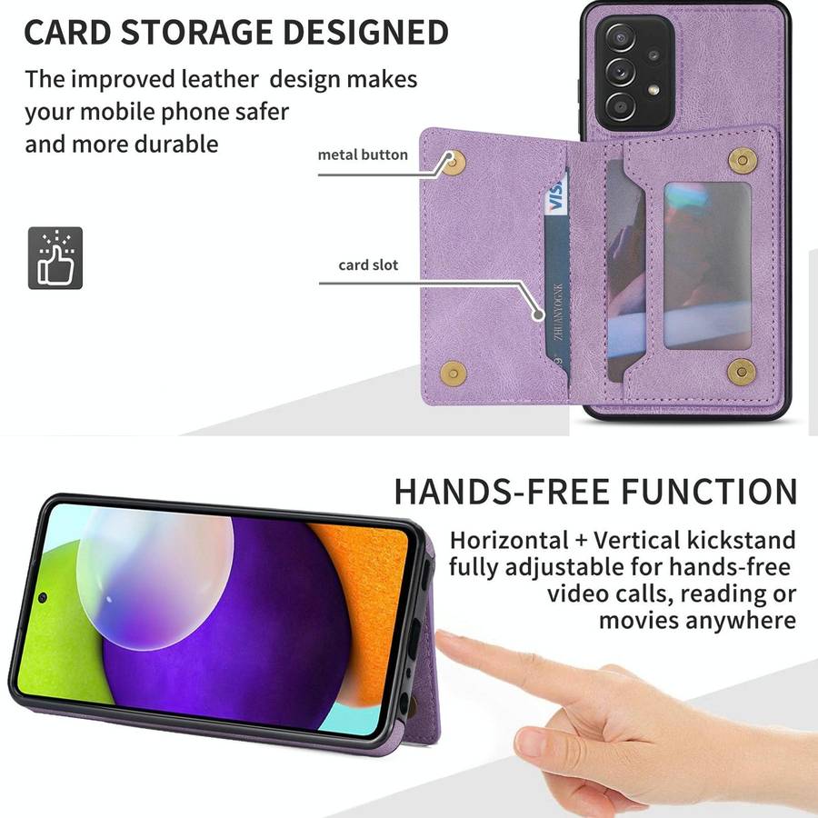 For Samsung Galaxy A53 5G Zipper Card Holder Phone Case(Purple)