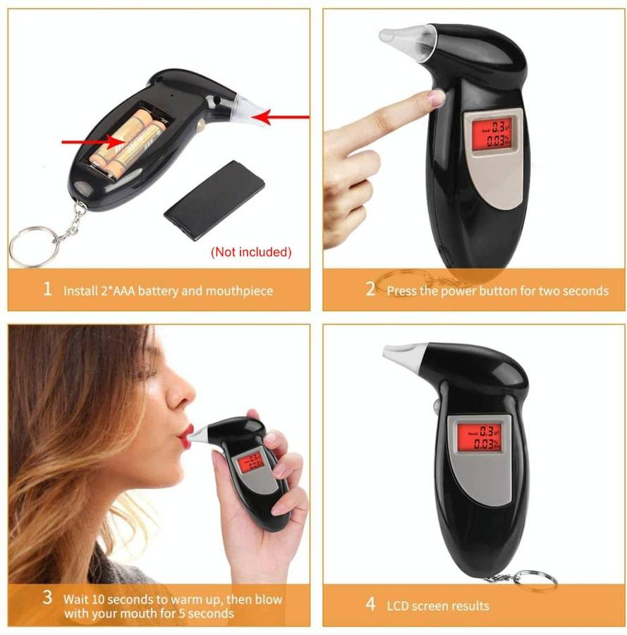 LCD Digital Alcohol Tester Breathalyzer(Black)